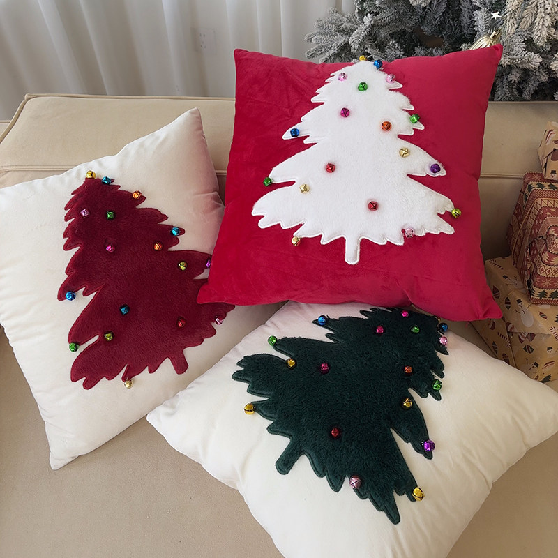 圣诞节抱枕原创铃铛圣诞树抱枕套高级圣诞氛围装饰客厅沙发靠枕垫
