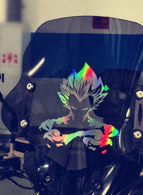 电动车摩托车挡风板贴纸动漫龙珠赛亚人悟空贝吉塔镭射反光车贴
