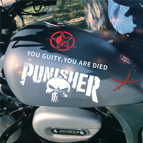 惩罚者Punisher汽车贴纸装饰个性摩托车油箱贴画车尾后窗玻璃贴纸图片