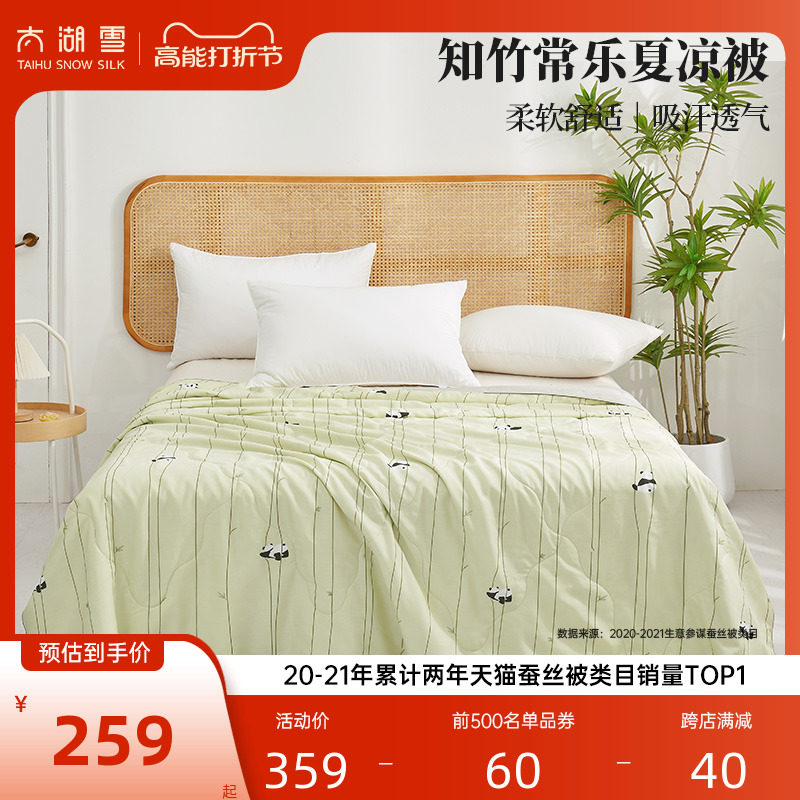 太湖雪夏凉被100%蚕丝填充莱赛尔可水洗空调被子凉感薄款A类夏被
