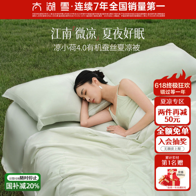 【全新升级】太湖雪100%蚕丝被夏凉被凉小荷4.0空调被可水洗夏被