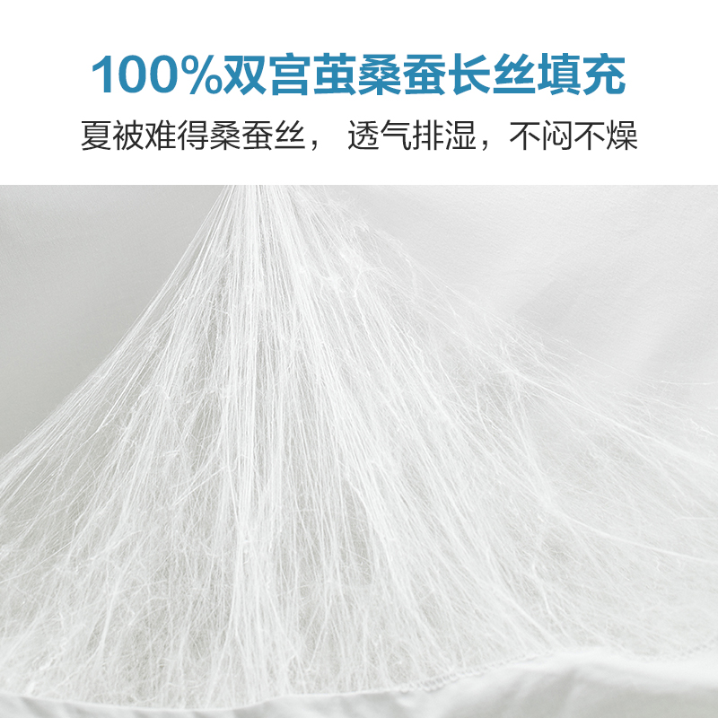 太湖雪100%蚕丝填充桑蚕长丝空调被夏凉被儿童蚕丝被60支贡缎A类