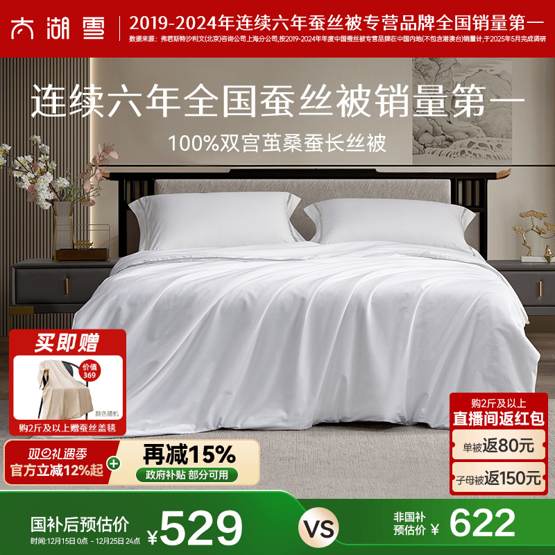 天猫惊喜盒太湖雪100%双宫茧桑蚕长丝被子被芯春秋子母冬被沁柔