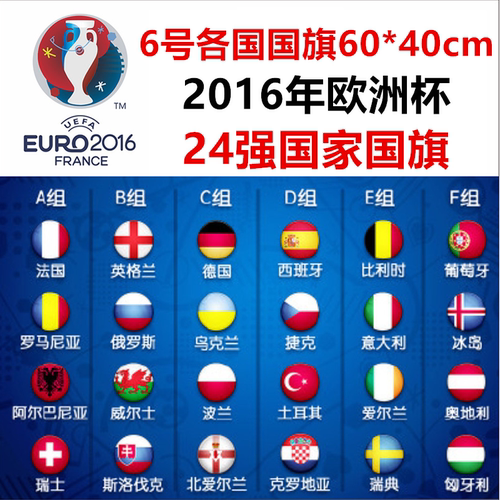 6号40*60CM2016欧洲杯24强国旗法国 意大利日本外国欧洲杯万国旗