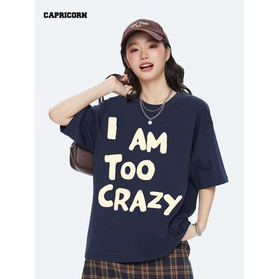 CAPRICORN字母百搭减龄慵懒风短袖t恤女2025夏季新款潮牌半袖上衣