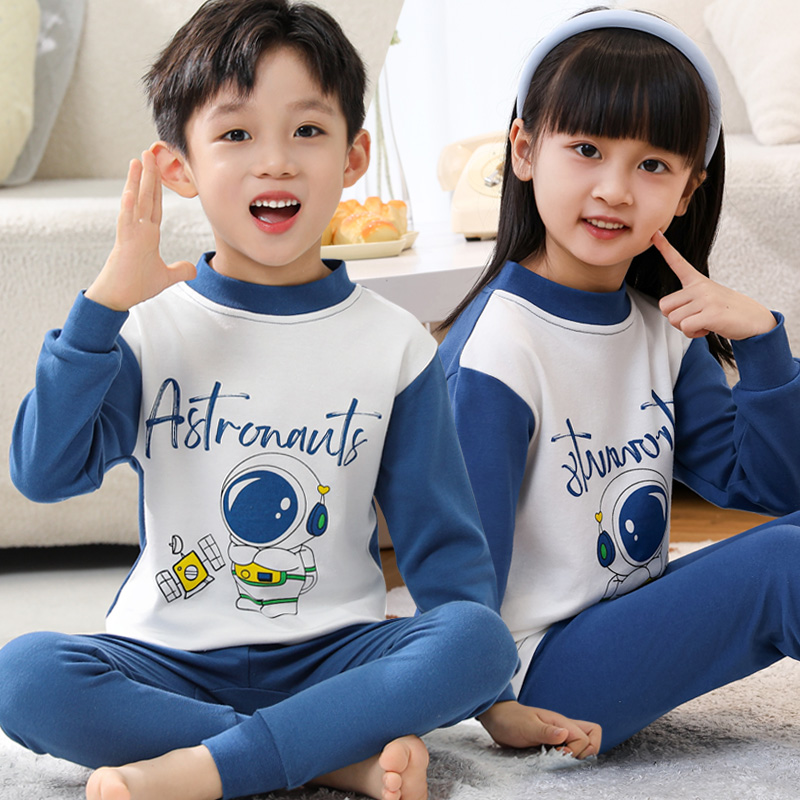 小孩中领春秋薄款打底衫内衣套装