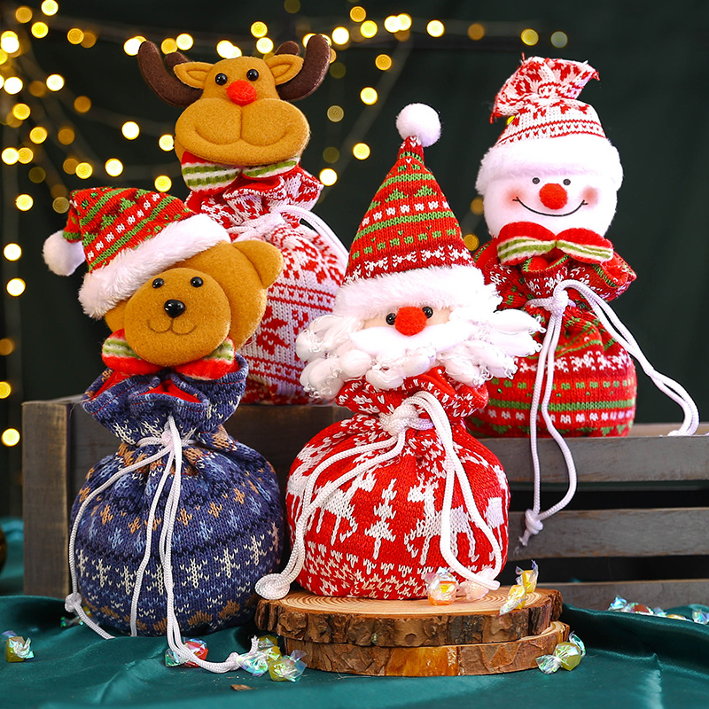 圣诞节礼物袋苹果包装布袋子手提雪人小礼盒平安夜幼儿园儿童饰品