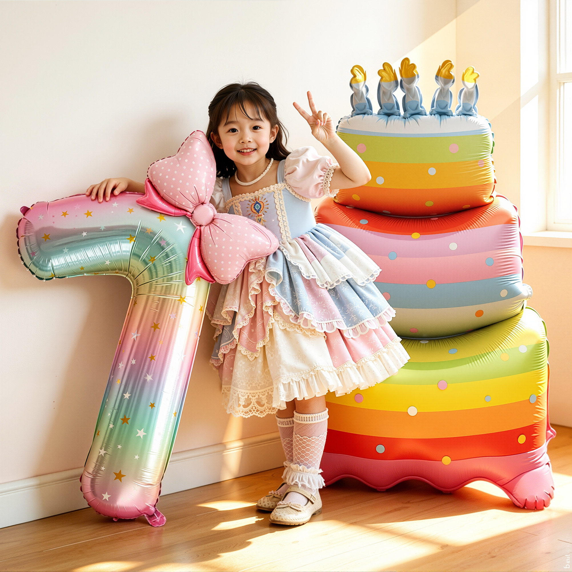 女童生日快乐仪式感气球背景挂布