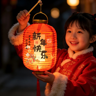 2026新年灯笼儿童手提新款发光成品过年小花灯挂饰汉服拍照道具