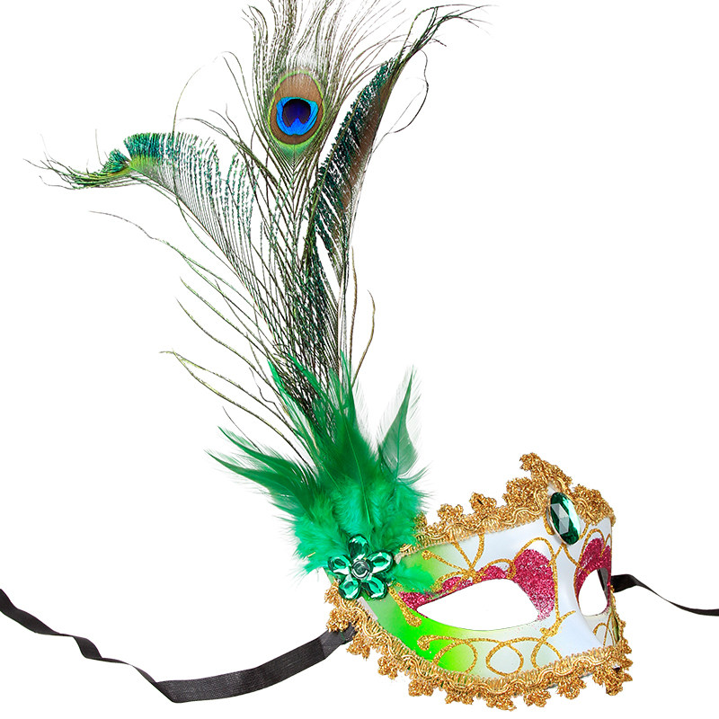 仕彩 万圣节舞会面具孔雀羽毛化妆舞会面具威尼斯公主女半脸成人