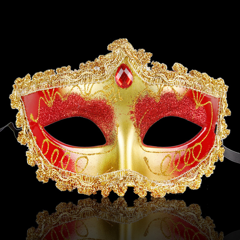 仕彩万圣节面具化妆舞会威尼斯公主面具金粉加钻面具镶边女款面具
