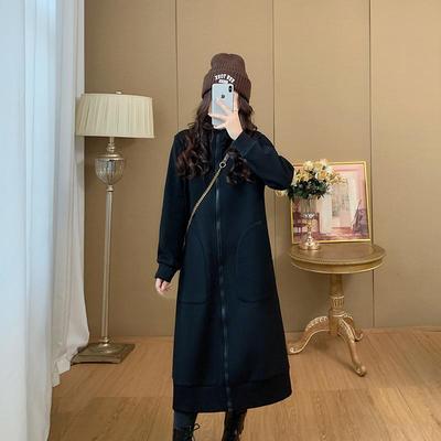 宽松直筒加厚加绒卫衣大码女装