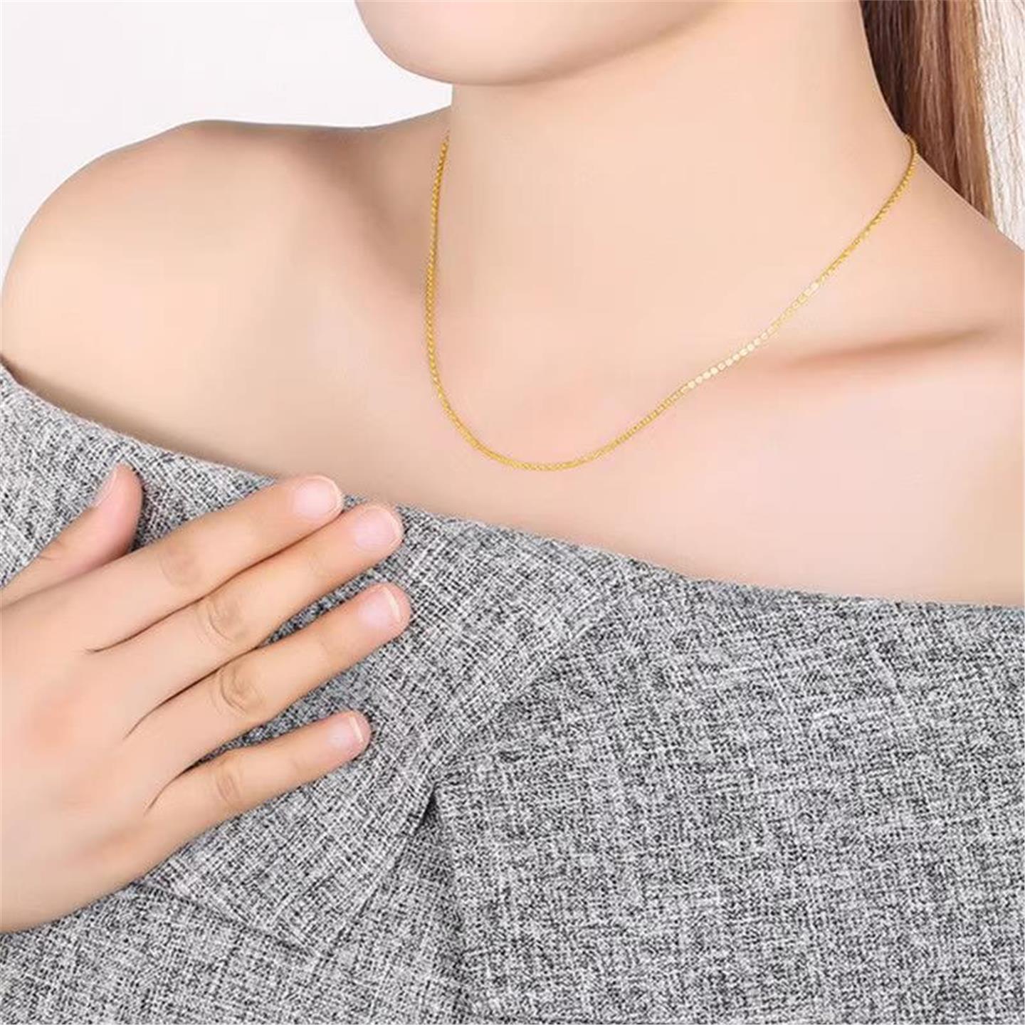 真金色越南沙金锁骨链精美项链女