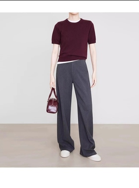 郑州女裤2025秋季新款高腰天丝羊毛窄版阔腿裤显瘦西装休闲裤9652