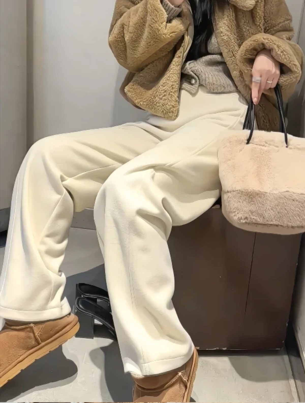 9758品牌女裤【冬季裤王】800g加厚新款醋酸绵羊毛裤高腰直筒裤