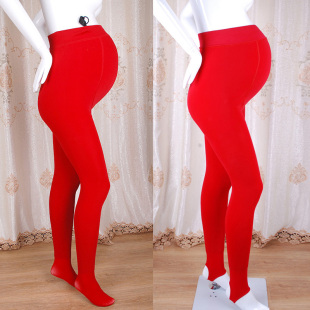 袜 加绒加厚打底袜托腹可调节红色结婚新娘加肥连裤 孕妇打底裤 冬季