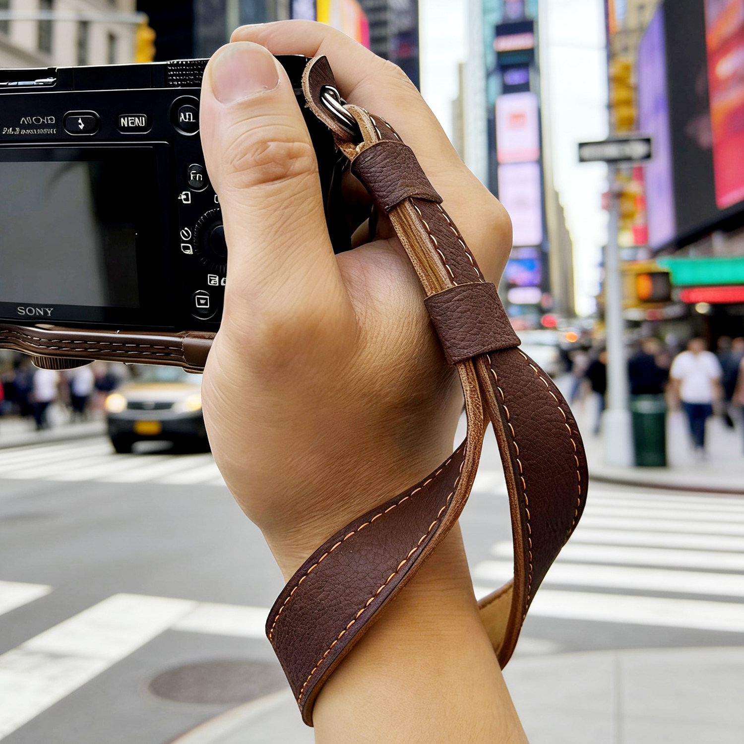 相机腕带皮革微单手挂绳适用于莱卡富士索尼尼康复古绳软麂皮绒衬