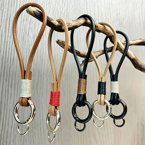 手工牛皮高档复古绳钥匙扣挂件