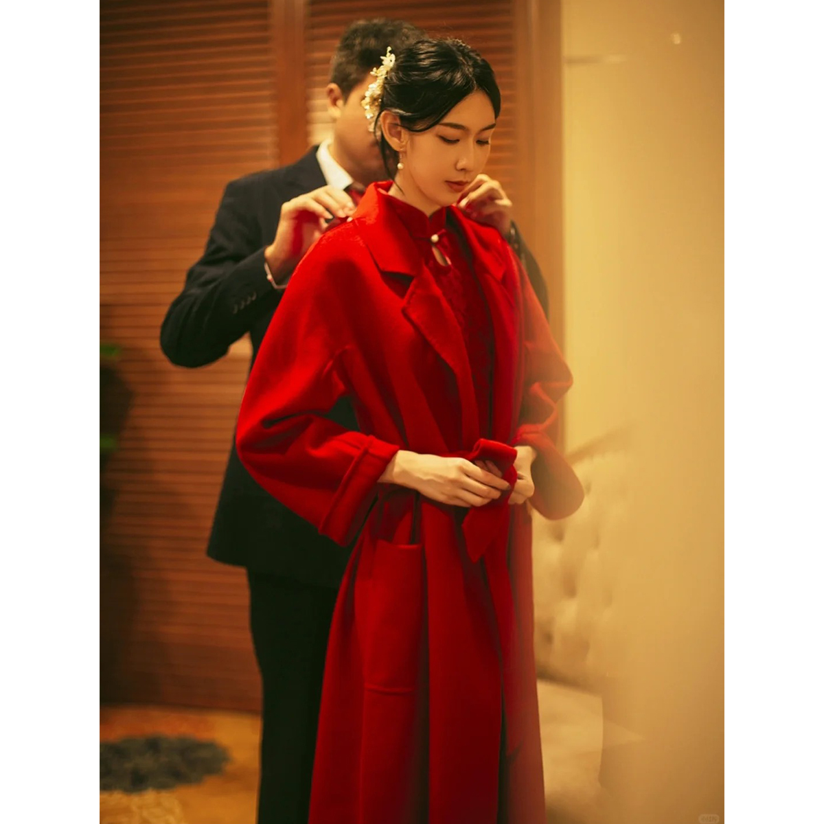 纯手工缝制大衣+澳洲进口羔羊毛