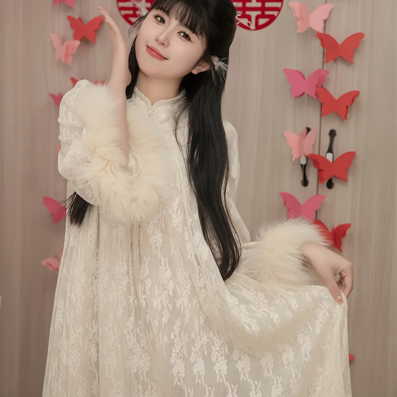 【羽绣】新中式蕾丝晨袍新娘春夏新款高级感日常可穿显瘦订婚礼服