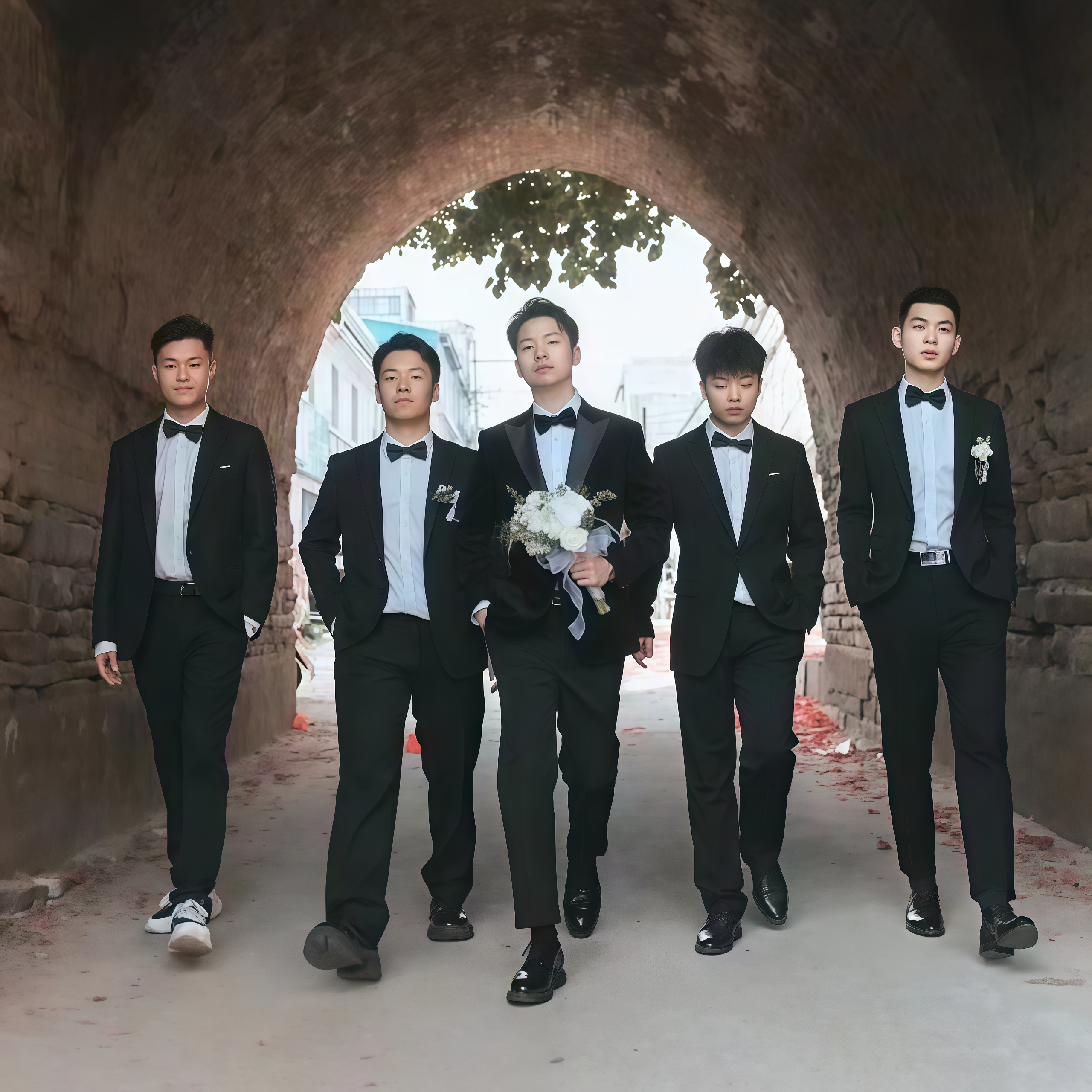 欢喜橙 男士西装套装正装职业结婚新郎礼服修身商务休闲伴郎西服