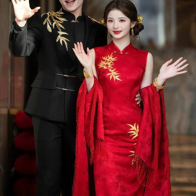 中山装新郎服中式西装男新款结婚礼服订婚宴登记领证西服高级感