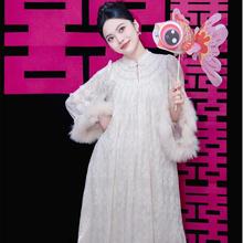 新中式蕾丝晨袍新娘女2025春夏新款高级感日常可穿温柔长袖连衣裙
