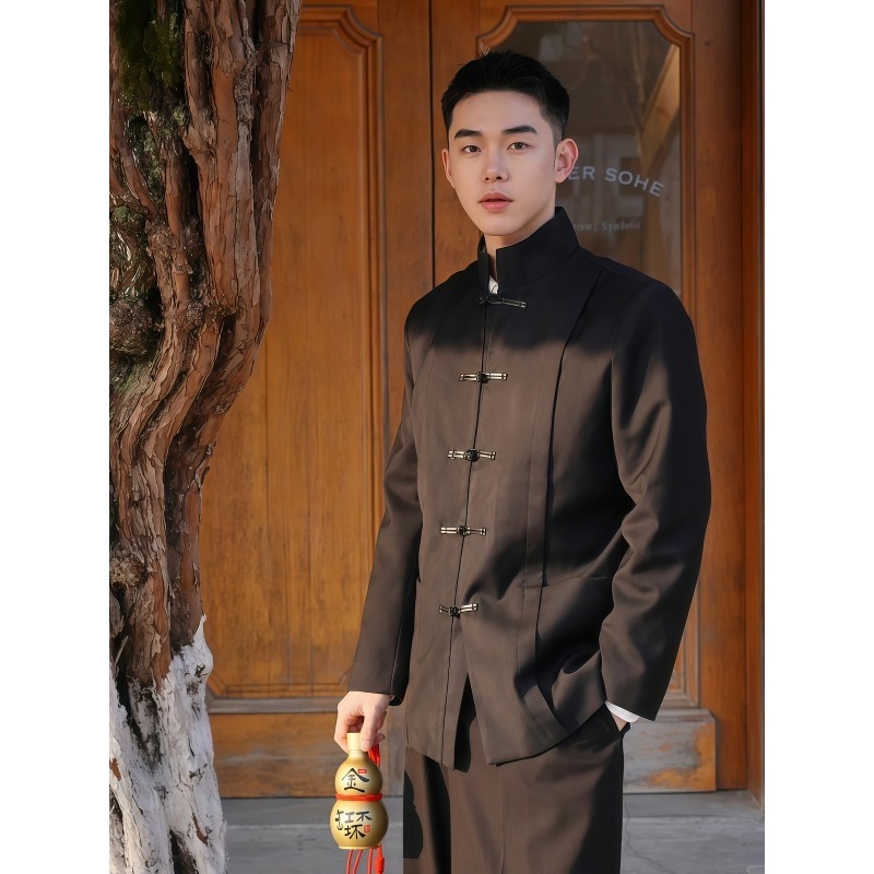 松弛感新中式西服套装休闲小西装外套男新郎订婚宴结婚日常可穿