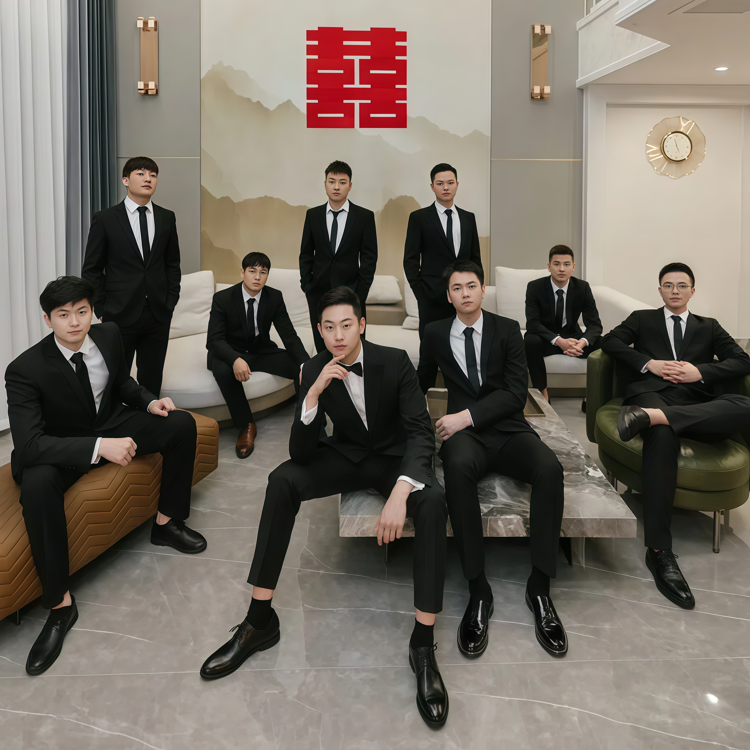 欢喜橙 西服套装男士修身商务休闲正装新郎伴郎结婚礼服小西装男