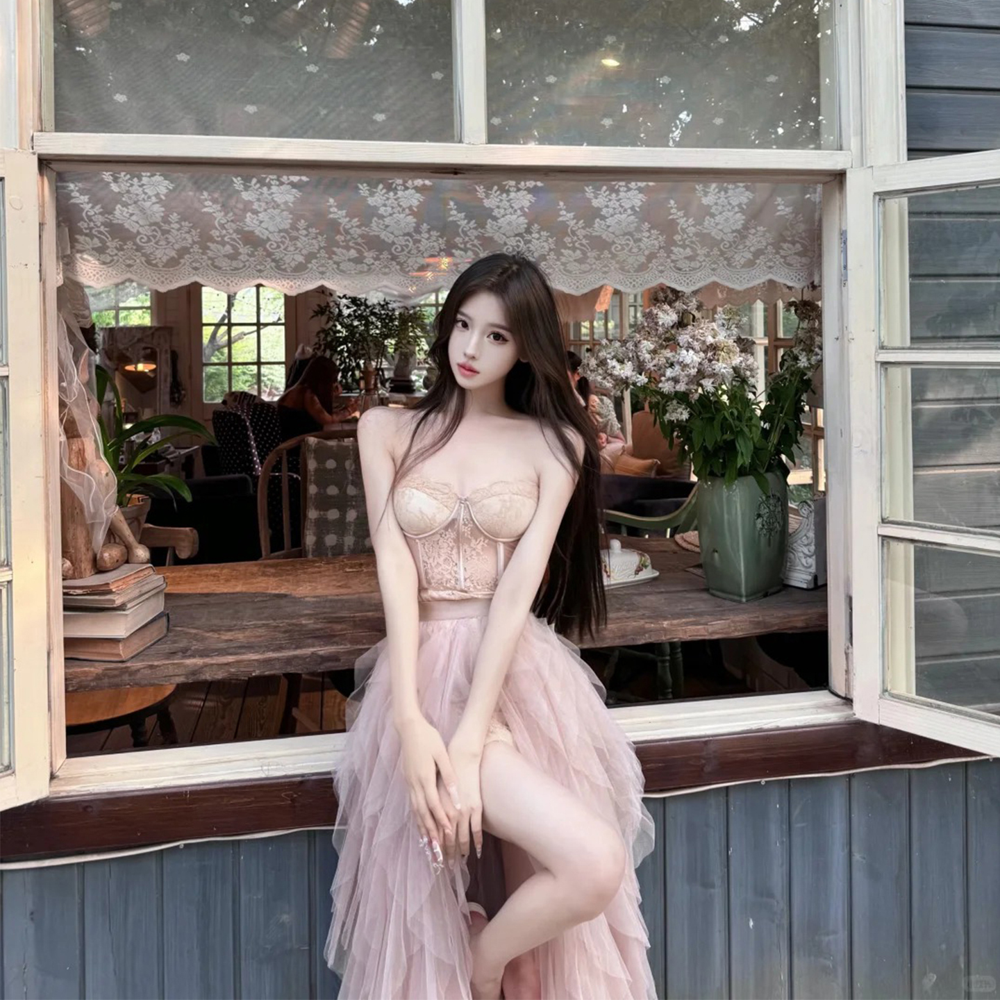 欢喜橙粉色miu系穿搭抹胸仙女连衣裙公主礼服生日派对party小礼裙