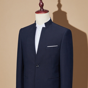 欢喜橙/中国风喜爸爸套装中老年西服唐装婚宴中式礼服高端西装男