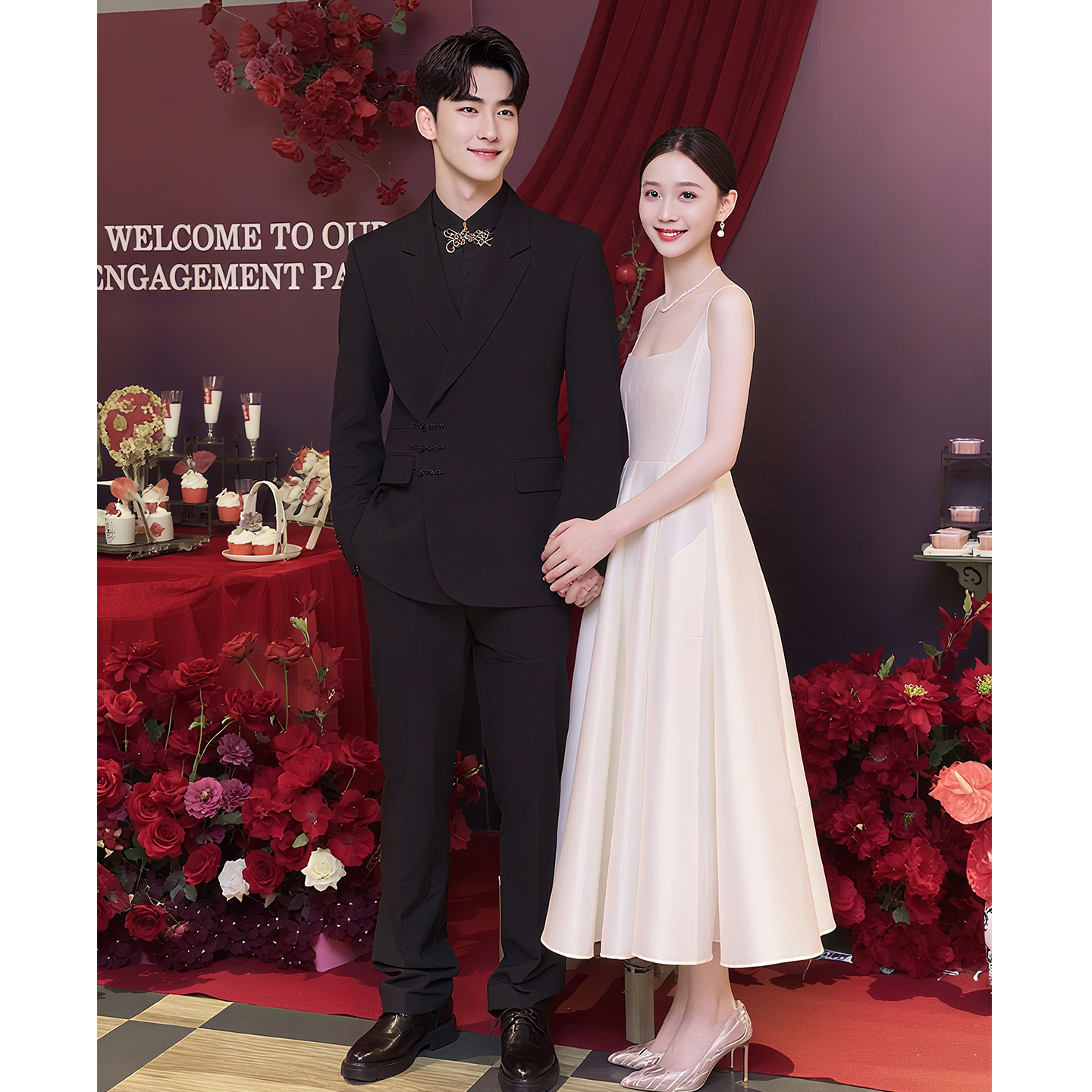 欢喜橙/新中式盘扣西装男士套装新郎结婚礼服西服高级感宴会外套