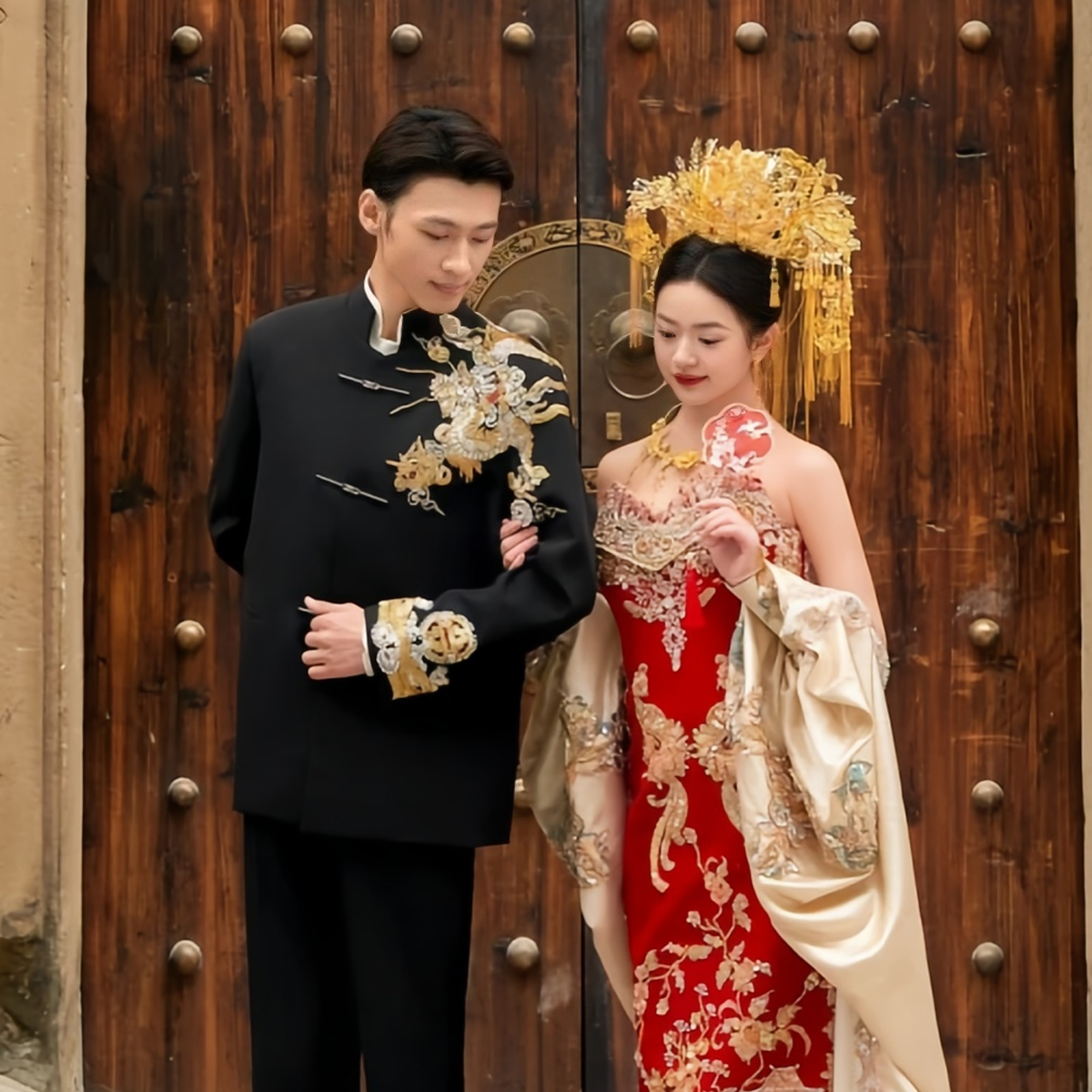 欢喜橙【宁宴】新中式中山装西服套装男士结婚订婚正装西装外套