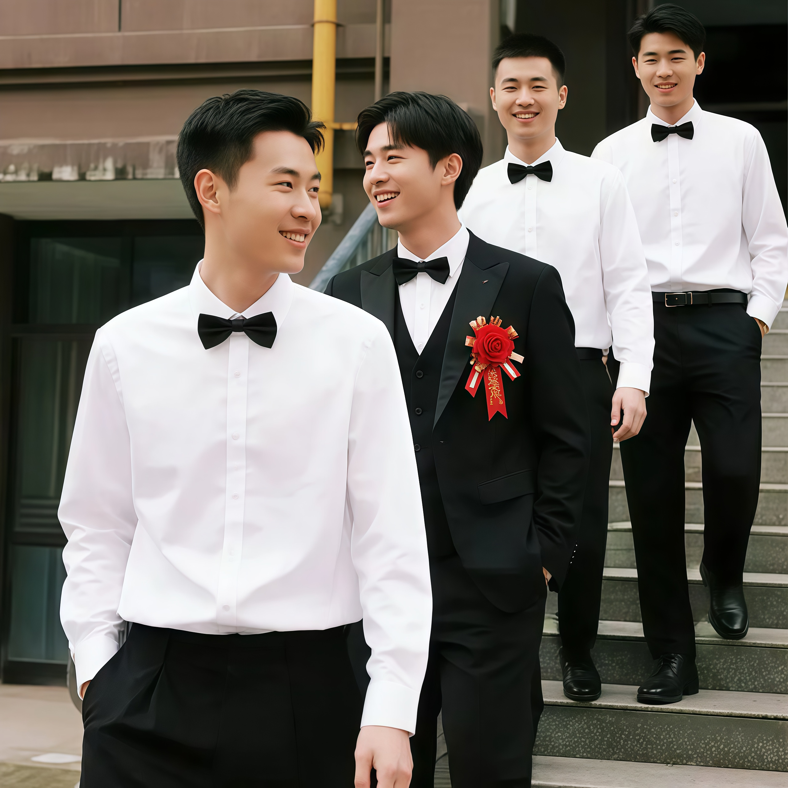 欢喜橙 西式伴郎服兄弟装团衣服西装礼服马甲白衬衫新郎套装大码