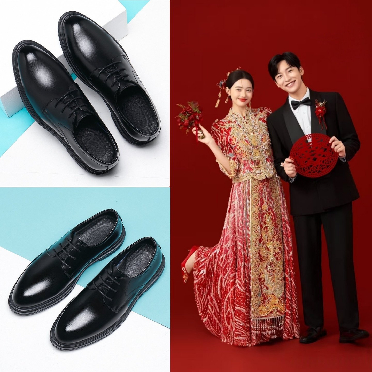 新中式新郎结婚订婚礼服穿搭男鞋