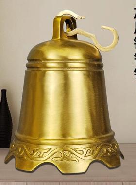 大号撞钟复古铜铃铛纯黄铜铃铛超响挂件六字真言铜钟五黄二黑挂钟