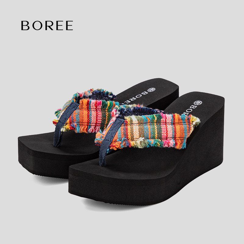 宝人8cm厚底增高人字拖女夏季外穿防滑坡跟夹脚拖鞋时尚编织凉拖,女鞋,人字拖,淘宝优惠券,粉丝福利购,淘宝优惠卷