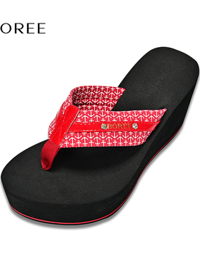 宝人拖鞋人字拖女厚底休闲外穿时尚坡跟石墨烯抑菌抗菌夹脚沙滩拖