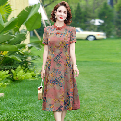 母亲节妈妈夏装短袖连衣裙2026新