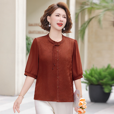 妈妈夏装新中式风七分袖上衣