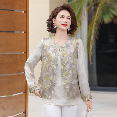 马夹外套中老年女休闲春秋两件套