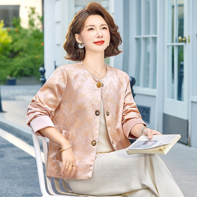 新中式妈妈春装提花刺绣外套