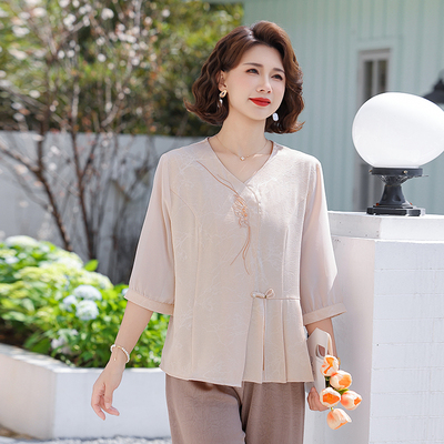 中式国风小衫遮肚子洋气显瘦上衣