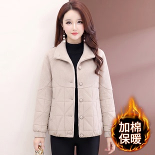 小香风夹棉外套晋江棉服女秋季初冬2026新款爆款高端妈妈短款棉袄