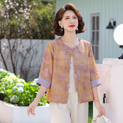 中式国风开衫外套新款中老年