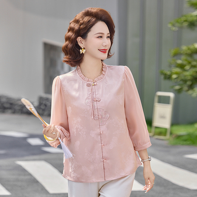 2026新款中老年春夏季纱袖上衣