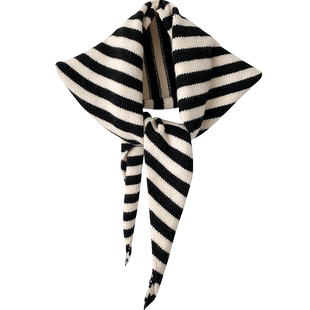 ins条纹三角针织小披肩围巾女秋冬季韩版百搭装饰护颈围脖保暖潮