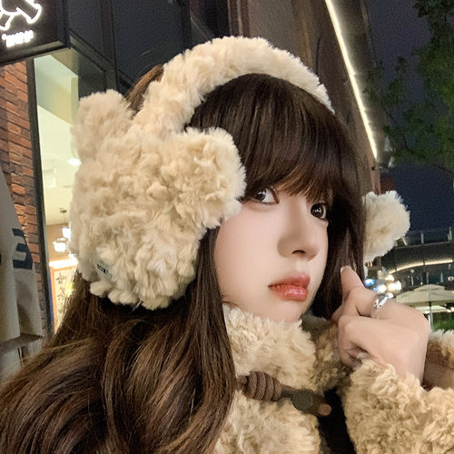 惟嫒仿羊羔绒小狗造型保暖耳罩