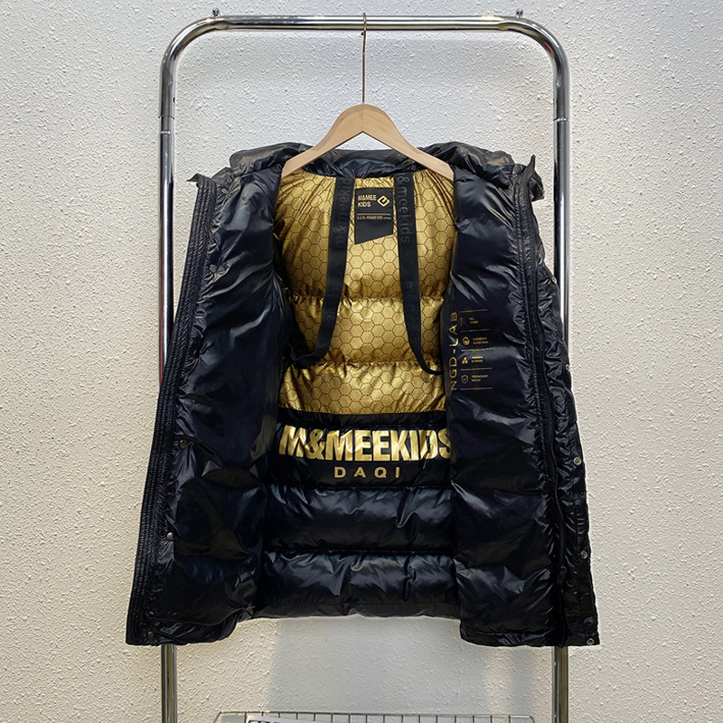 新款儿童羽绒服过膝长款黑金加厚童装男童女童小火山白鸭绒冬装潮