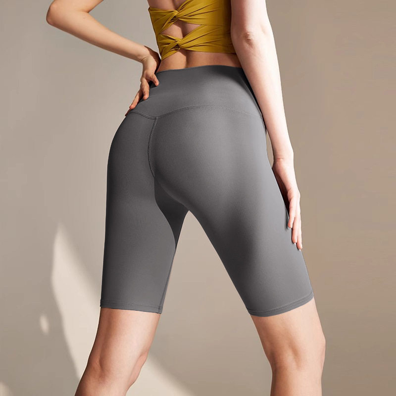 凉感健身裤女高腰提臀紧身瑜伽短裤裸感运动打底裤五分骑行裤夏季